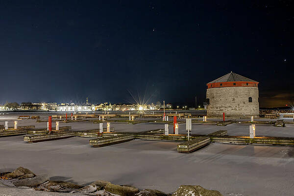 Wall Art featuring the photograph Night View Of Kingston Marina by John Twynam