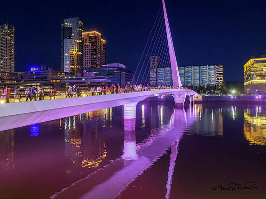Architecture Photograph - Night View Of Women's Bridge By Calatrava by Steven Dos Remedios