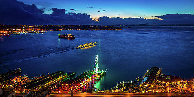 Nature Wall Art featuring the photograph Nightfall On Seattle Waterfront Washington by Tommy Farnsworth