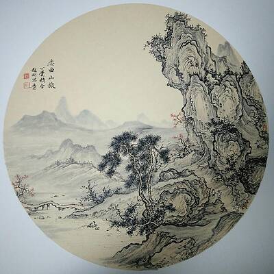 Wall Art featuring the painting NO.17 Tactful Mountain Traveler by Gang Zhao