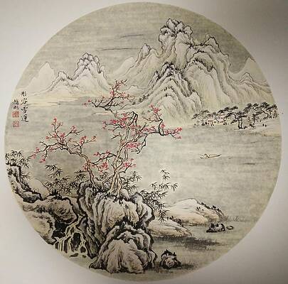 Wall Art featuring the painting NO.20 Appearance As Snow Lotus by Gang Zhao