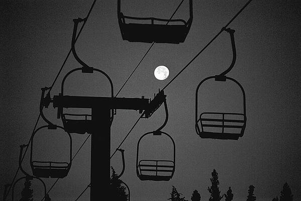 Wall Art featuring the photograph Noir Moonlift - Old Chairlift #15 - Mammoth Lakes by Bonnie Colgan