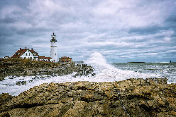 Photograph - Nor'easter, Portland Head Light. by Jeff Sinon