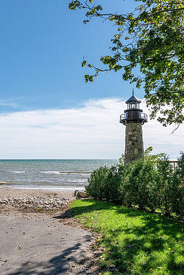 Vintage Photograph - Normandale, Ontario Lighthouse By Lake Erie by John Twynam