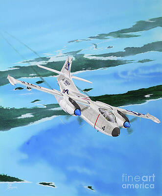 Wall Art featuring the painting North American AJ-2 Savage by Steve Ferguson