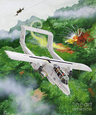 Airplane Wall Art featuring the painting North American Rockwell OV-10 Bronco by Steve Ferguson