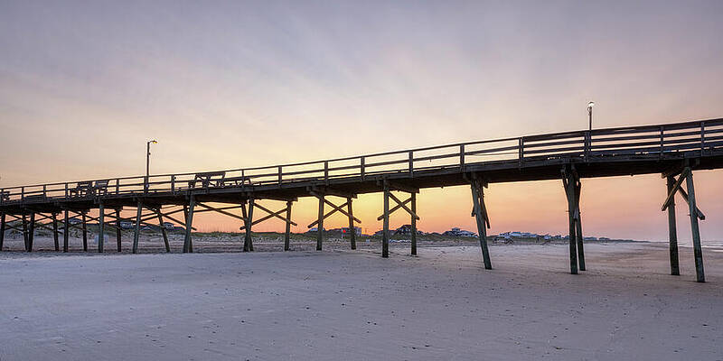Wave Wall Art featuring the photograph North Carolina Oceana Fishing Pier At Dawn by Donna Twiford