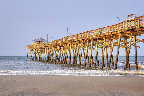Wave Wall Art featuring the photograph North Carolina Oceana Fishing Pier by Donna Twiford