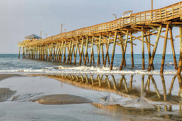 Reflection Wall Art featuring the photograph North Carolina Oceana Fishing Pier Reflections by Donna Twiford