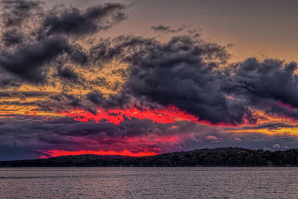 Wall Art featuring the photograph North Twin Lake Red Glow Sunset by Dale Kauzlaric