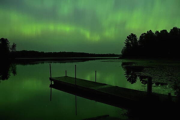 Wall Art featuring the photograph Northern Lights Over Pickerel Lake by Dale Kauzlaric