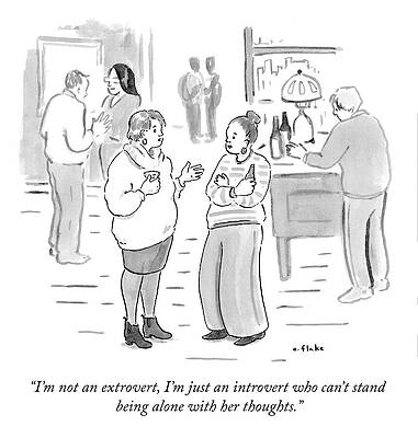 Funny Social Gathering Cartoon Print