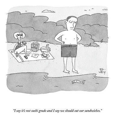 Minimalist Wall Art featuring the drawing Not Sushi Grade by Peter C Vey