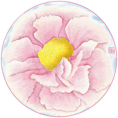 Flower Wall Art featuring the digital art November Birth Flower Peony by Snow Iris Studio