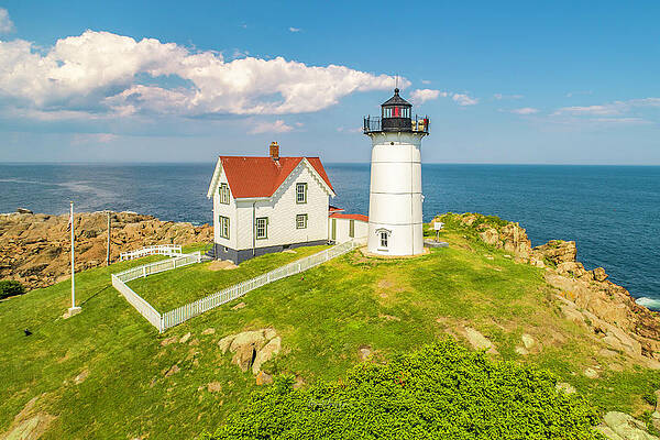 Maine Photograph - Nubble Light House by Veterans Aerial Media LLC