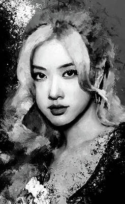 Dramatic Digital Art - Number One Girl, ROSE BW by Gradify Creations