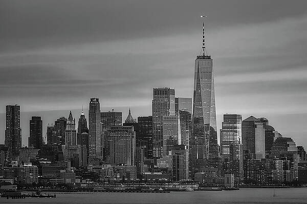 Wall Art featuring the photograph NYC Downtown Sunset BW by Susan Candelario