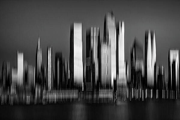 Wall Art featuring the photograph NYC Skyline Abstract BW- by Susan Candelario
