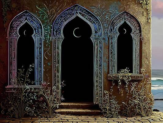 Arched Windows by the Sea Wall Art