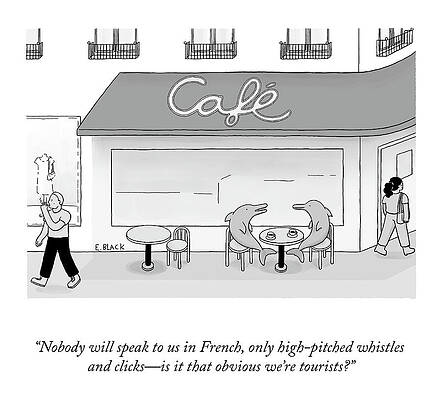 Paris Drawing - Obvious Tourists by Ellie Black