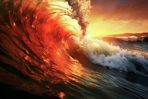 Majestic Sunset Wave Wall Art