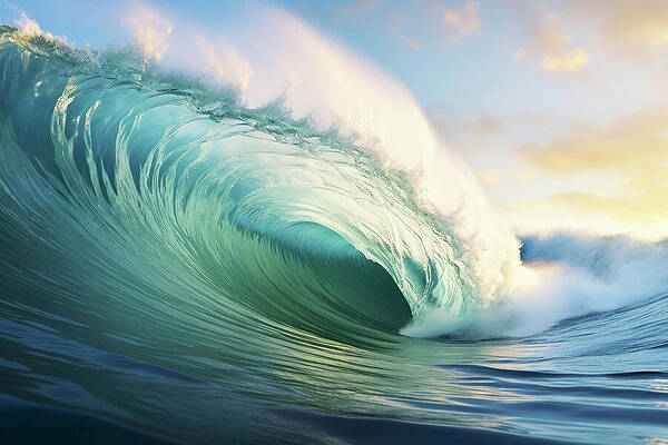 Majestic Ocean Wave at Sunset Wall Art