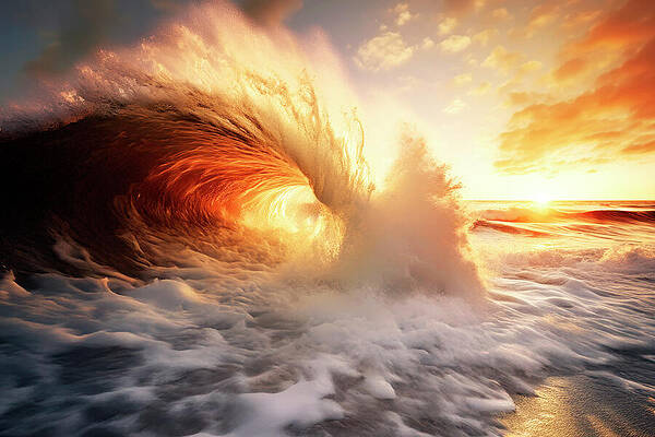 Sunset Wave Explosion Wall Art