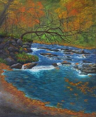 Tree Painting - Oconaluftee River by Marlene Little