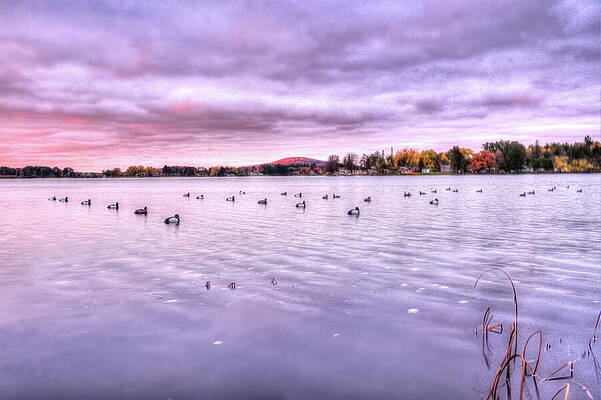 Wall Art featuring the photograph October Sunrise Diver Hunt On Lake Wausau by Dale Kauzlaric