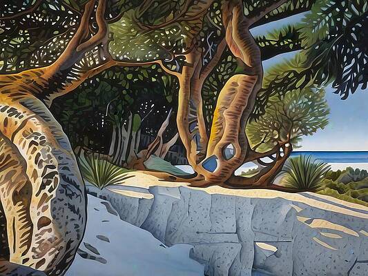 Landscape Wall Art featuring the digital art Odd Trees by Eris And AI