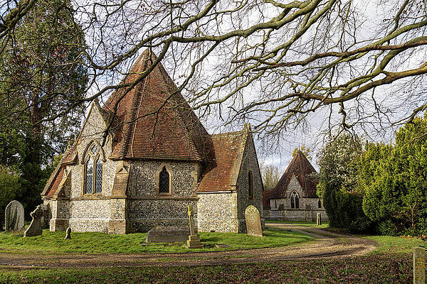Charming Stone Chapel Among Trees Wall Art