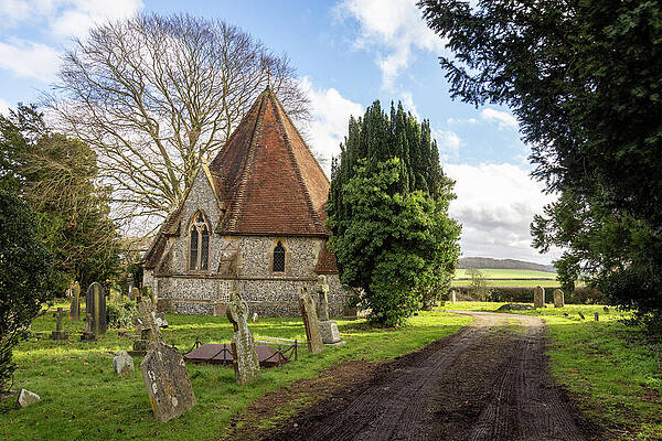 Charming Stone Chapel by the Cemetery Wall Art