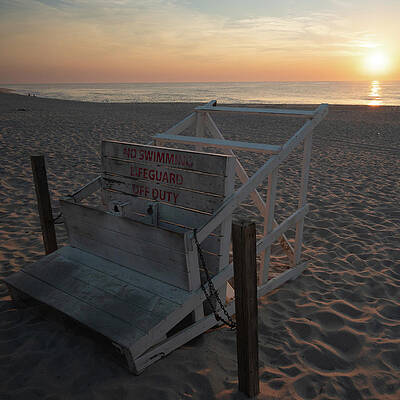 Summer Wall Art featuring the photograph Off Duty Lifeguard Chair At Sunrise by Matthew DeGrushe