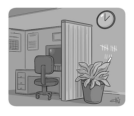 Alone Drawing - Office Plant by Ellis Rosen