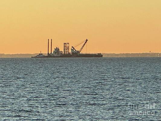 Offshore Barge at Dawn by Catherine Wilson
