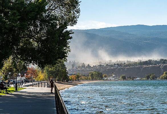 Beach Photograph - Okanagan Lake Beach And West Bench by Tom Cochran