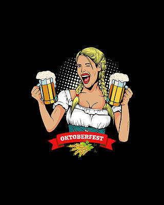 Of Digital Art - Oktoberfest German Waitress Kellner by Flippin Sweet Gear