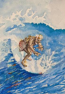 Wall Art featuring the painting Ol' Man And The Surf by Jackson Ordean
