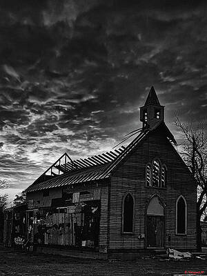 Train Photograph - Old Abilene Church BW by Rene Vasquez