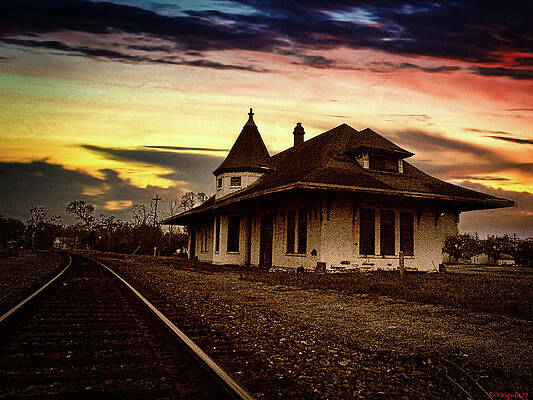 Wall Art featuring the digital art Old Abilene Train Depot by Rene Vasquez