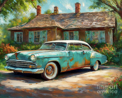 Vintage Wall Art featuring the ai art Old Bel Air by Macro Abundance
