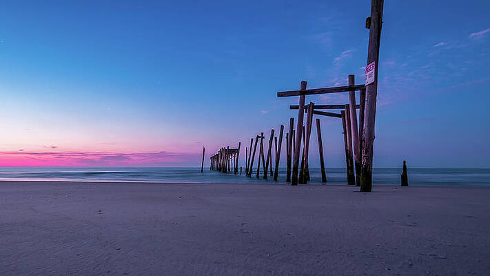 Sunrise Wall Art featuring the photograph Old Broken 59th Street Pier 2 by Louis Dallara