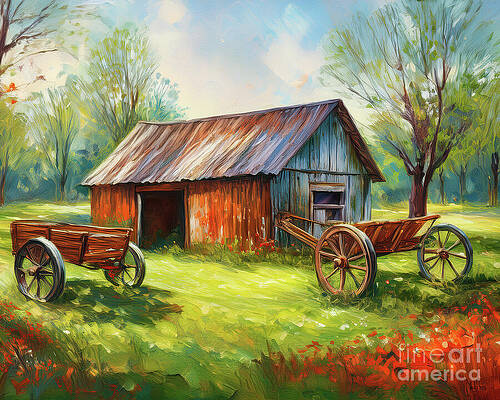 Vintage Wall Art featuring the ai art Old Farm Tools by Macro Abundance