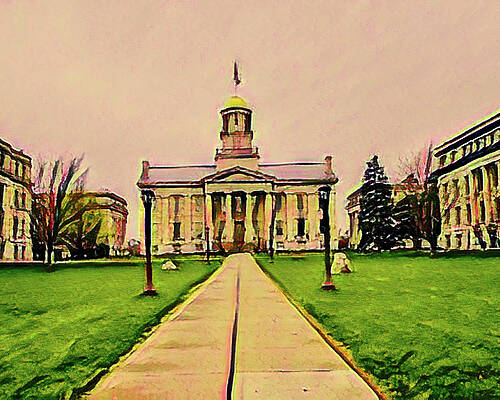 Wall Art featuring the mixed media Old Iowa Capital by Robert Allen Hill