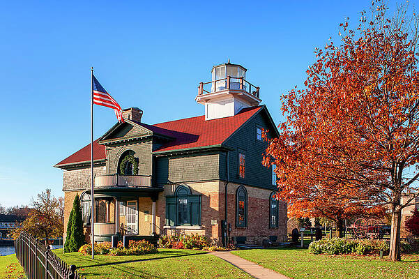 Fall Wall Art featuring the photograph Old Michigan City Lighthouse In Autumn by Michael Collins