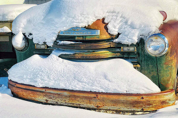 Transportation Photograph - Old Rusty Truck Covered By Snow by Tatiana Travelways