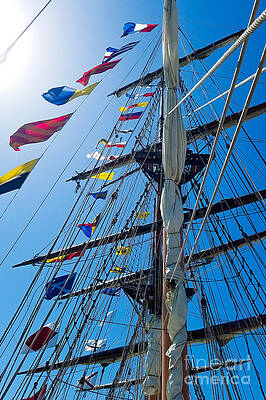 Boat Wall Art featuring the photograph Old Sailing Ship Mast And Sails by Beachtown Views
