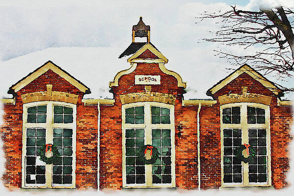 Winter Photograph - Old School At Christmas Time, Ontario by Tatiana Travelways