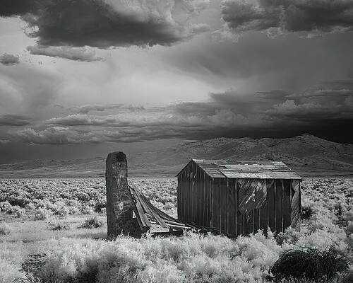 American Wall Art featuring the photograph Old Shack Under Storm Clouds Infrared by Mike Lee