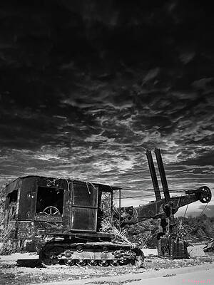 Bicycle Photograph - Old Steam Shovel In BW by Rene Vasquez
